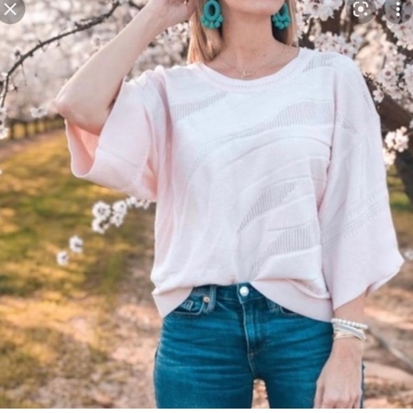 CAbi Pink Shy Boxy Pullover Balletcore Sweater - Picture 1 of 6